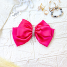 Bright pink Two Layer Hair Bow Hanging Stone Chain