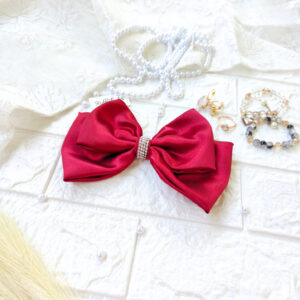 Maroon 2 layer bow with stone chain