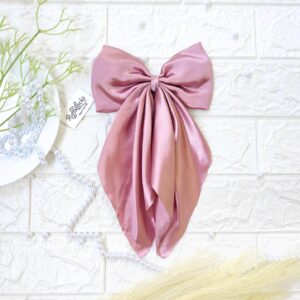 Shimmering Pink tail Bow Clips