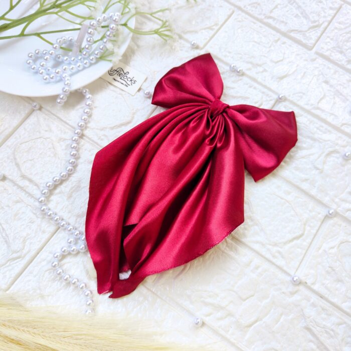 Maroon tail hair bow
