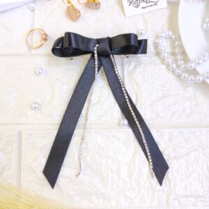 Black Ribbon Bow with stone chain