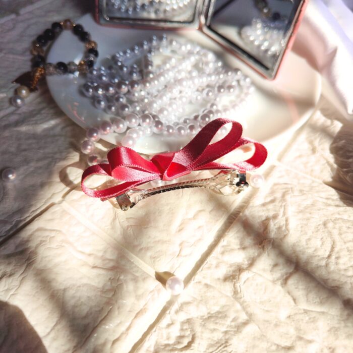Flamingo Pink ribbon hair bow without tail