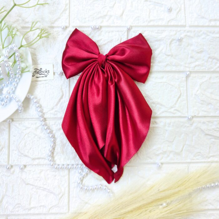 Maroon tail Bow Clips