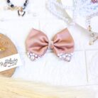 Hazelnut Small hair Bow Clips with pearls