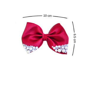 Maroon Small hair bow with pearls