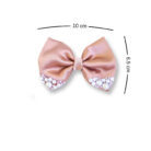 Hazelnut Small hair bow with pearls