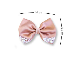 Hazelnut Small hair bow with pearls