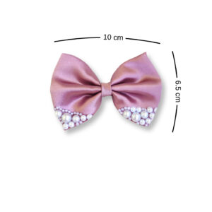 Shimmering Pink Small Hair bow with pearls