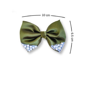 Avocado Green Small Hair bow with pearls