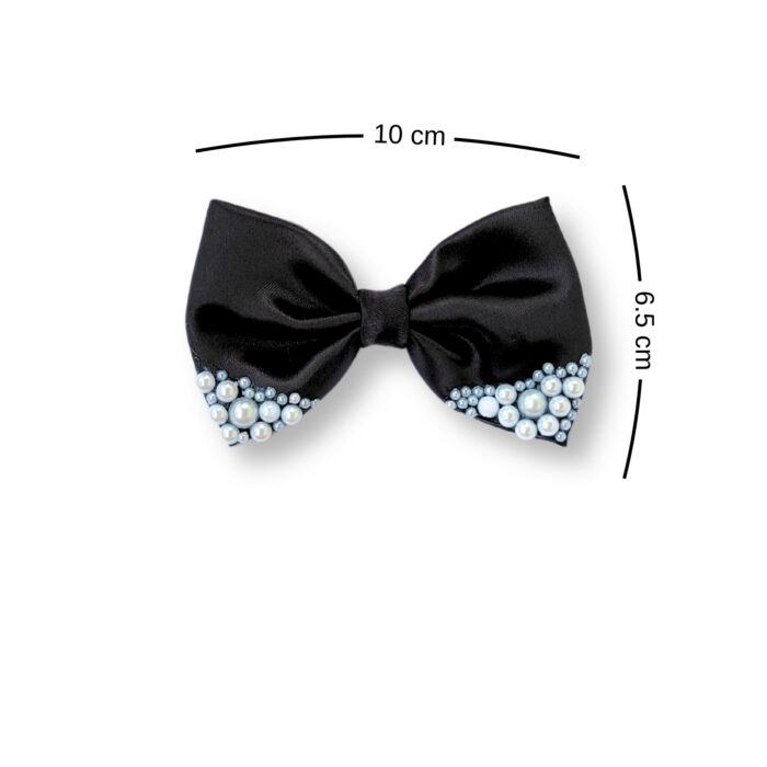 Black Small Hair bow with pearls