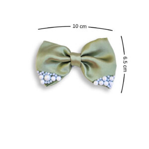 Olive Green Small Hair bow with pearls