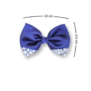 Navy Blue Small Hair bow with pearls