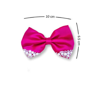 Magenta Pink Small hair bow with pearls
