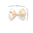 Cream Small hair bow with pearls