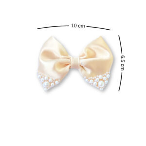 Cream Small hair bow with pearls