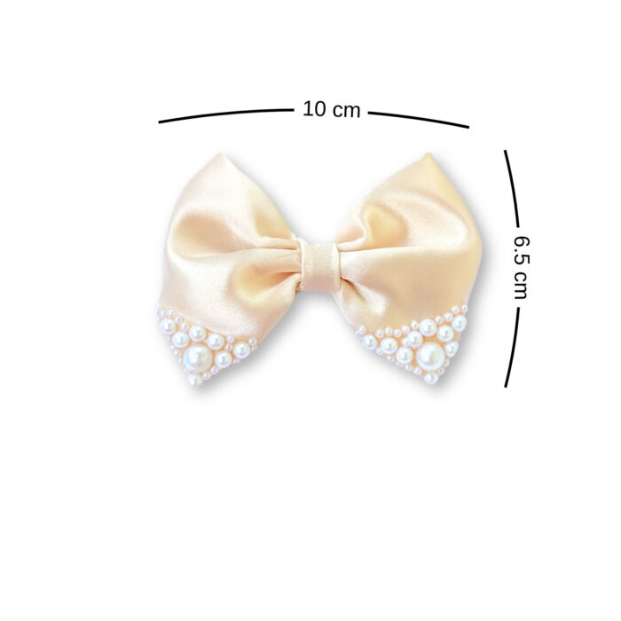 Cream Small hair bow with pearls