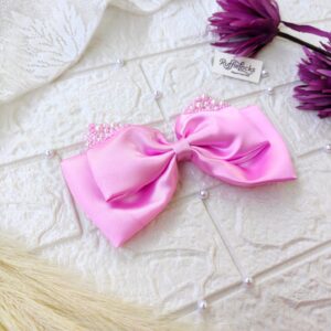 Baby Pink 2 layer hair bow with pearls