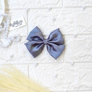 Dark Grey Small hair Bow Clips
