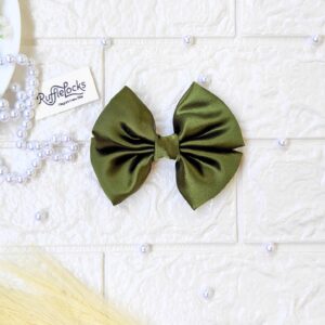 Avocado Green Small hair Bow Clips