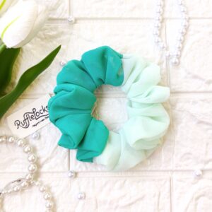 Double Tone Georgette scrunchies Mint & Iris Blue