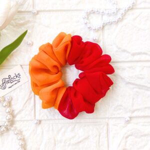 Double Tone Georgette scrunchies Maroon & Mustard Yellow