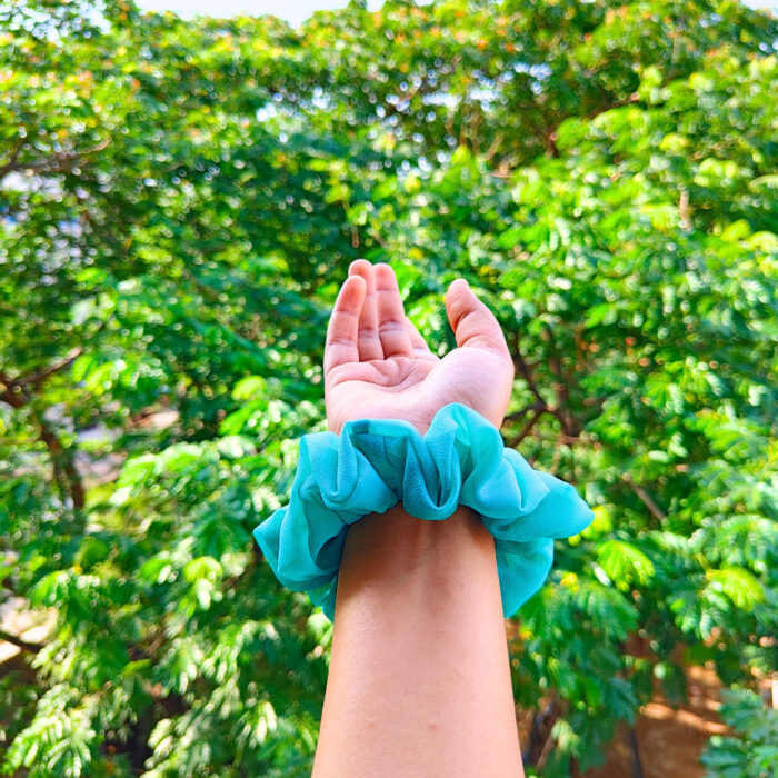 Georgette scrunchies Iris Blue