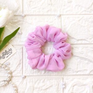 Georgette scrunchies Lavender colour image