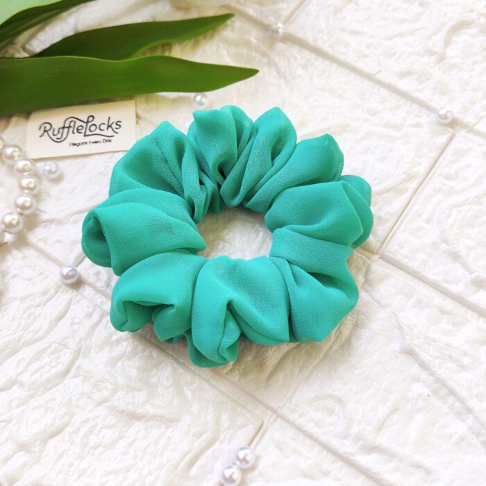 Georgette scrunchies Iris Blue