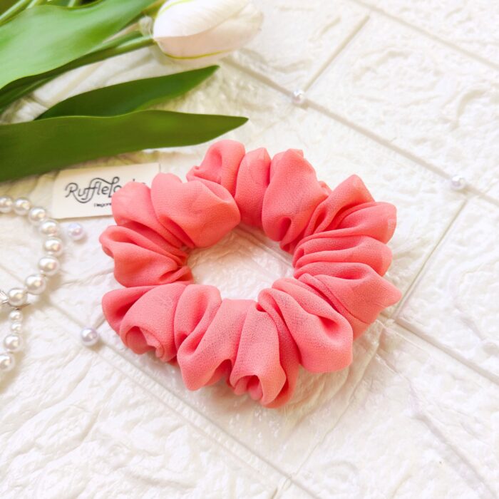 Georgette scrunchies Peach Bud