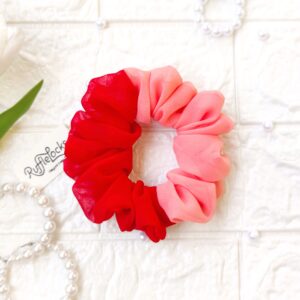 double tone Georgette scrunchies Maroon peach